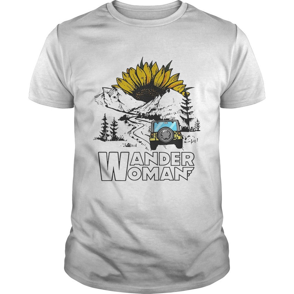 Sunflower Camping Jeep Wander Woman Shirt